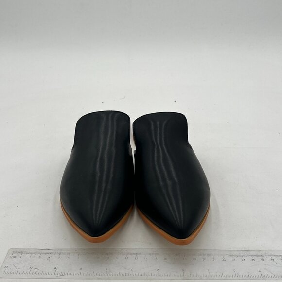 XYD Black Versatile Slip On Mules Loafers Pointed Toe Indoor Flats Slide Slipper - Picture 3 of 8